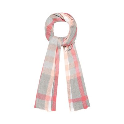 Pink and grey checked scarf
